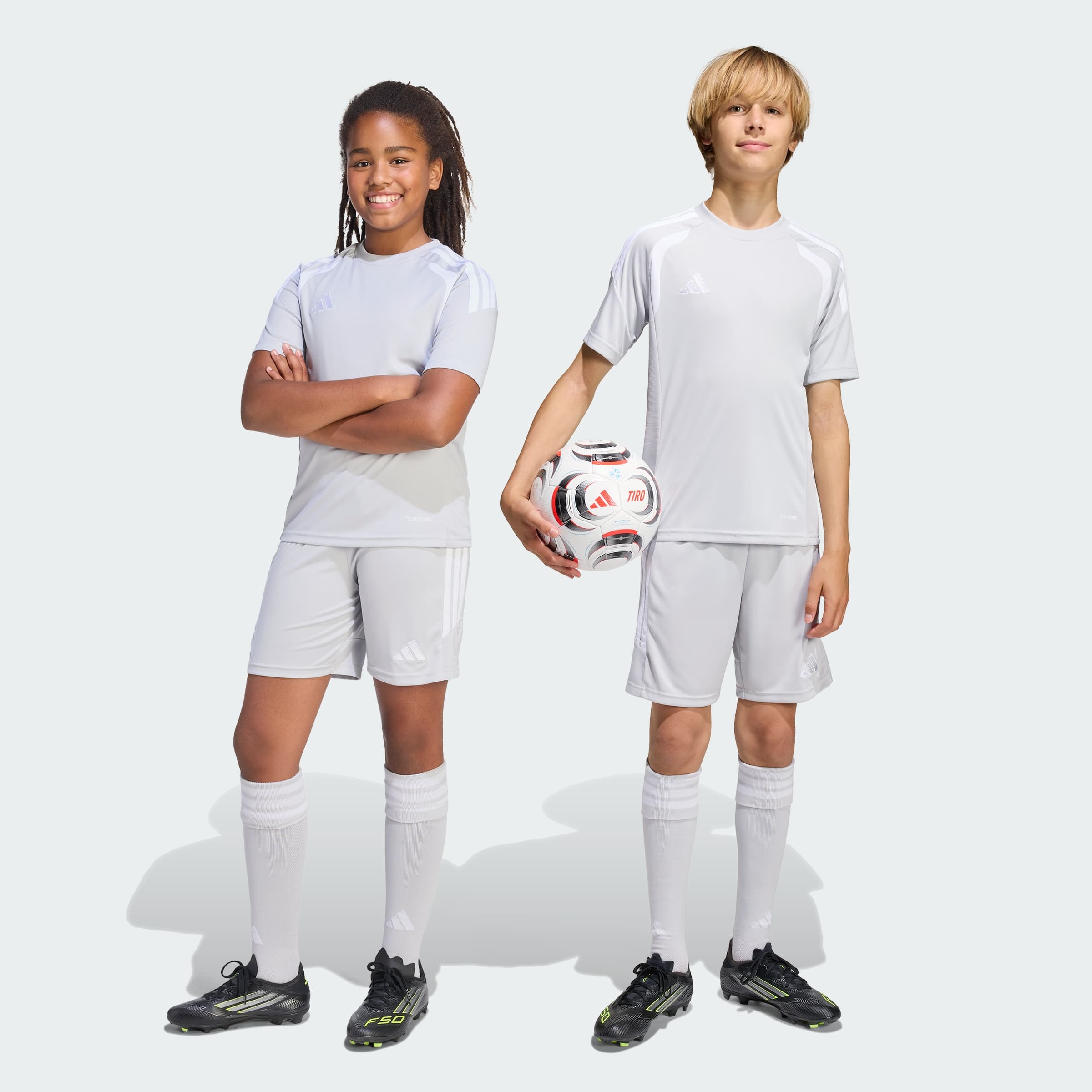 adidas Kids' Tiro26 League Kids Shorts - Team Light Grey/White - Size L - Image 1