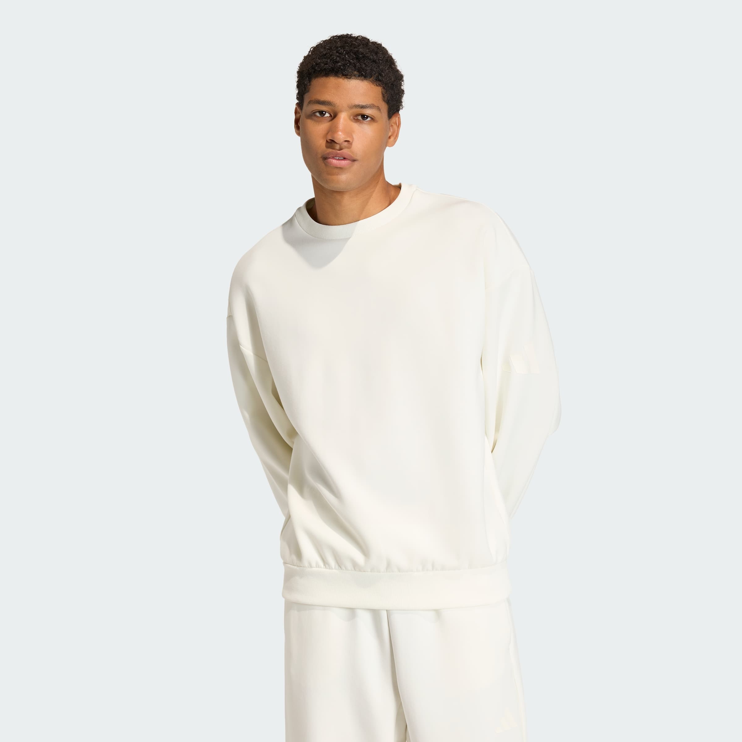 adidas Men's SOFT LUX SWEATSHIRT - Off White - Size S - Image 1