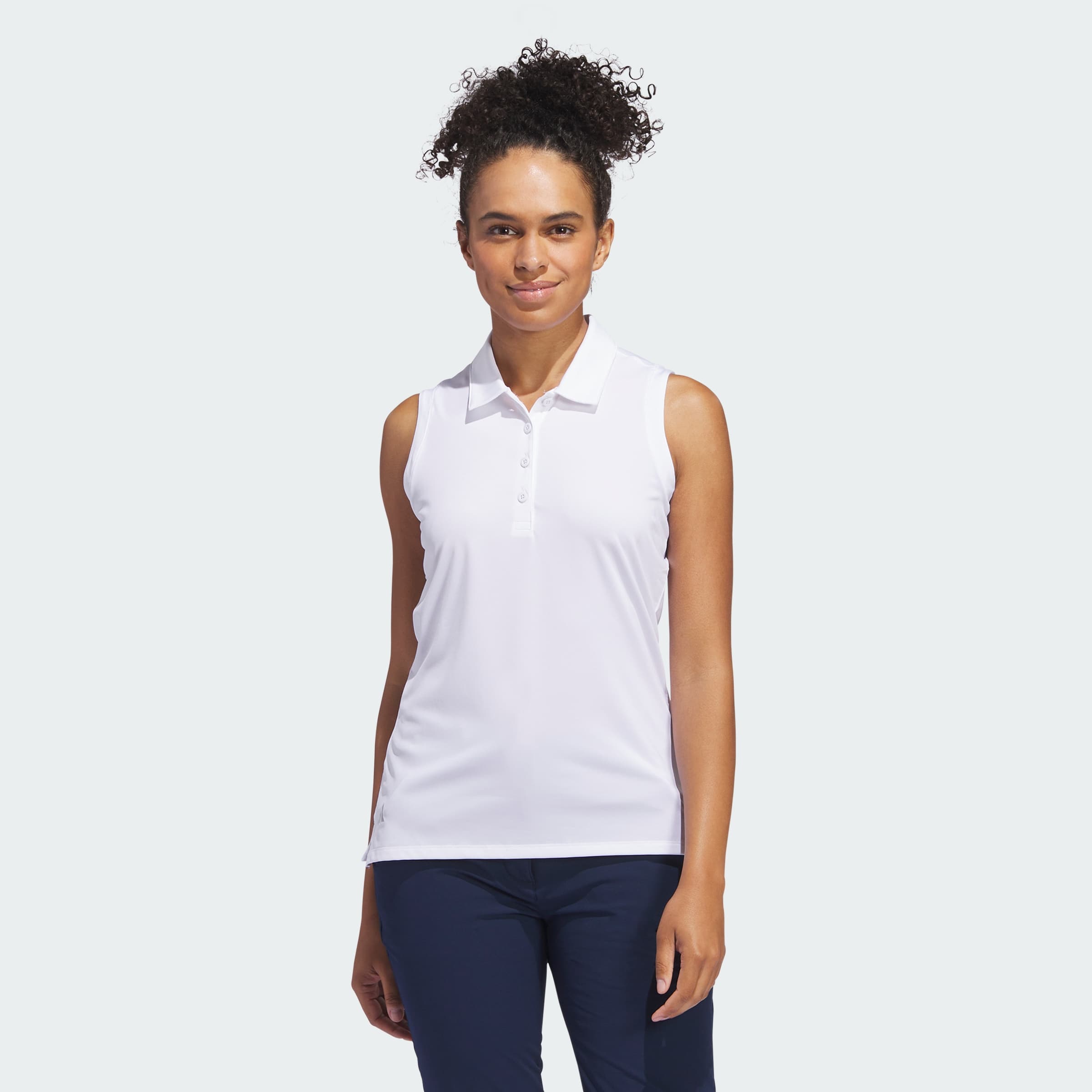adidas Women's Ultimate365 Solid Sleeveless Polo Shirt - White - Size XL - Image 1