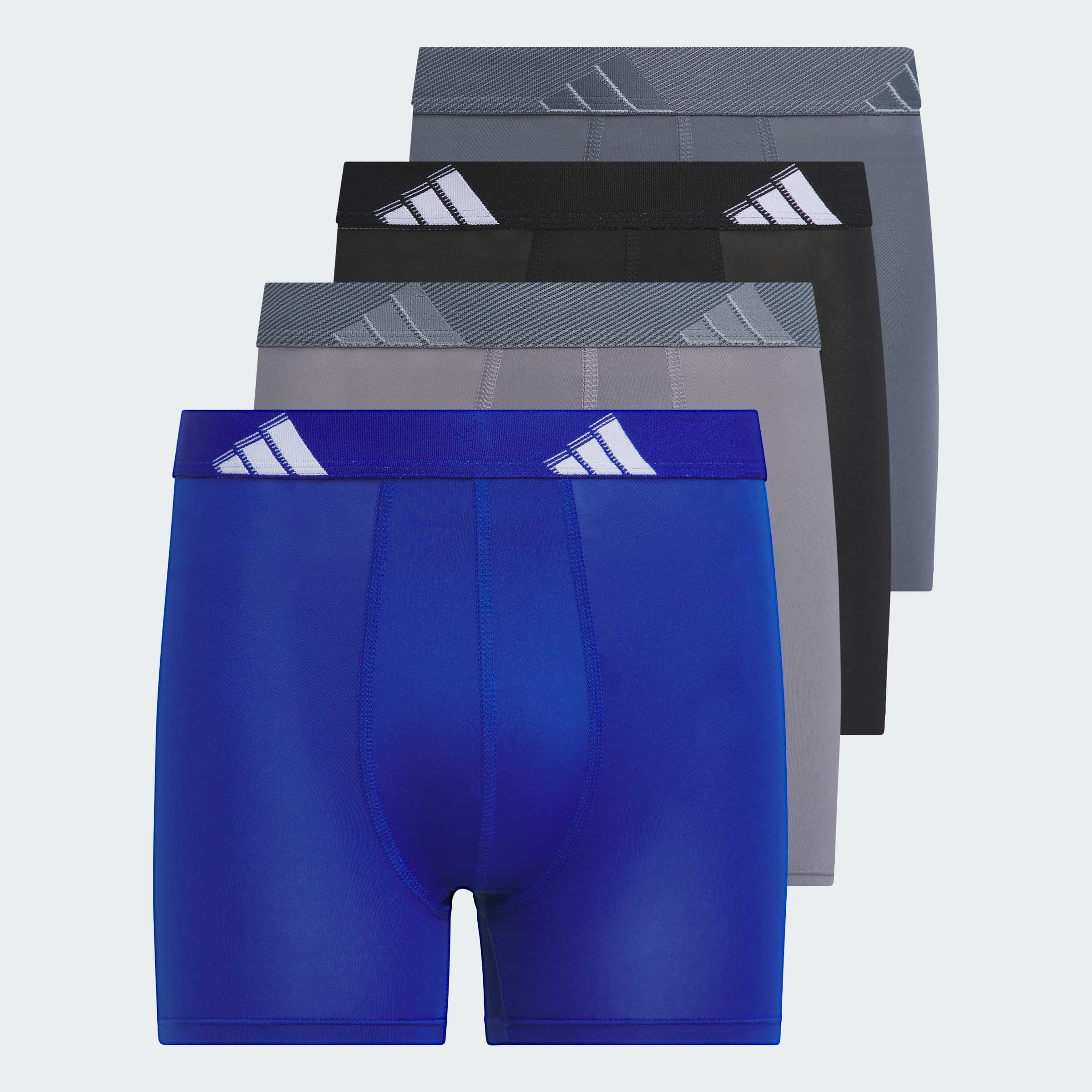 adidas Kids' Youth Microfiber Boxer Briefs 4-Pack - Blue/Grey/Black - Size L - Image 1