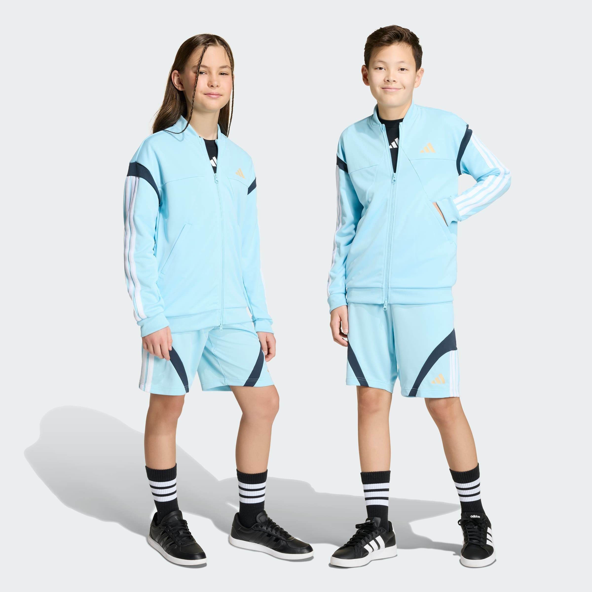 adidas Kids' House of Tiro Shorts - Ice Blue/White/Hazy Beige/Night Na - Size XL - Image 1