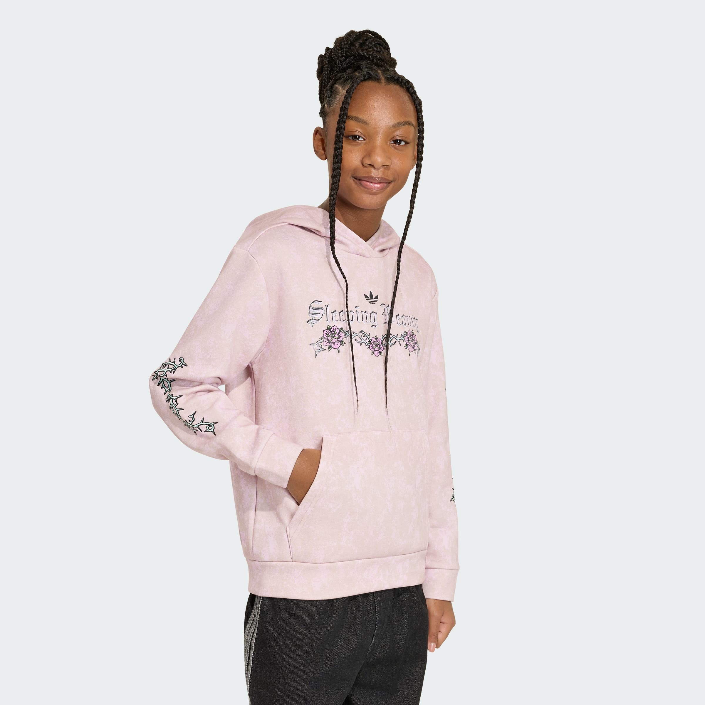 adidas Kids' DISNEY VILLAINS LOOSE WASHED GFX HOODIE - Orchid Fusion - Size L - Image 1