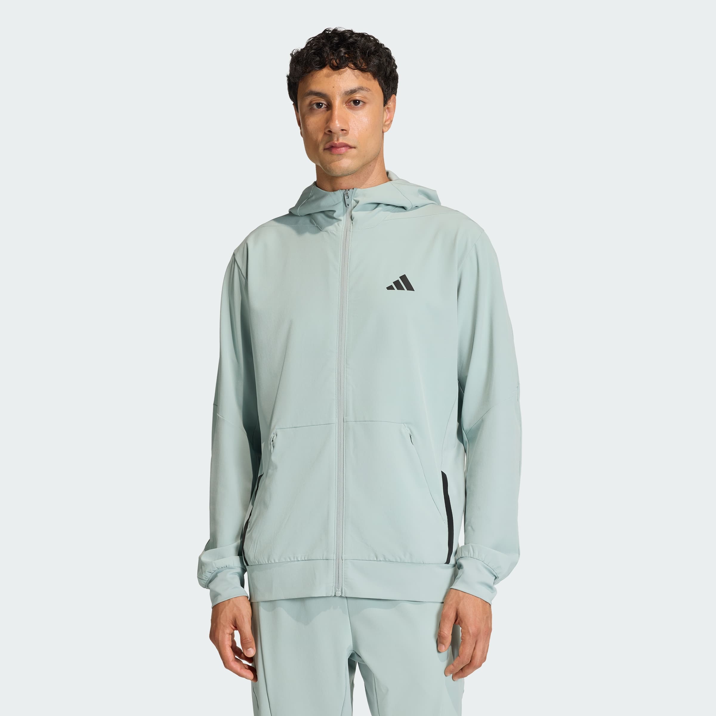 adidas Men's D4T WORKOUT FULL-ZIP HOODIE - Wonder Sage - Size M - Image 1