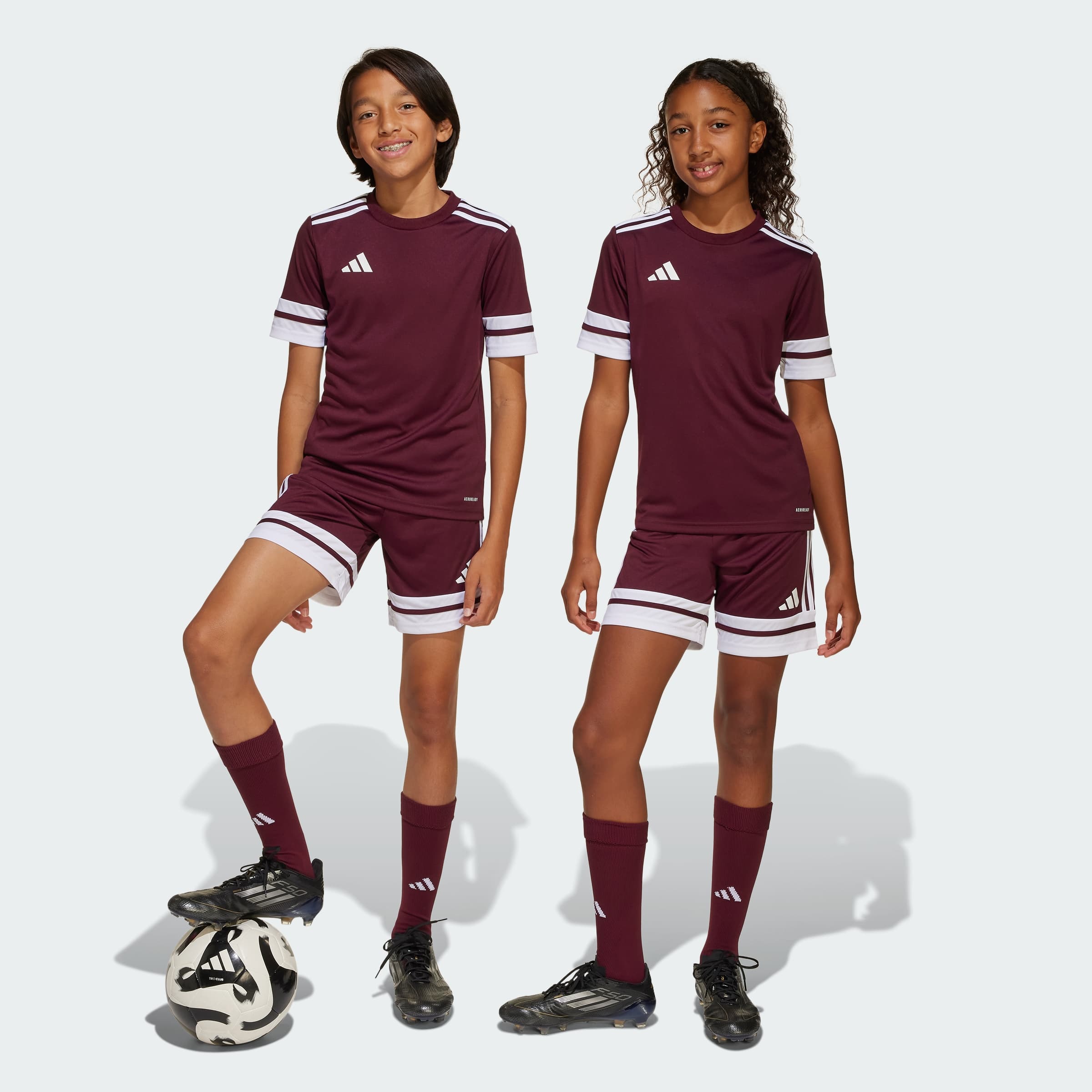 adidas Kids' Squadra 25 Shorts Kids - Team Maroon 2/White - Size XL - Image 1