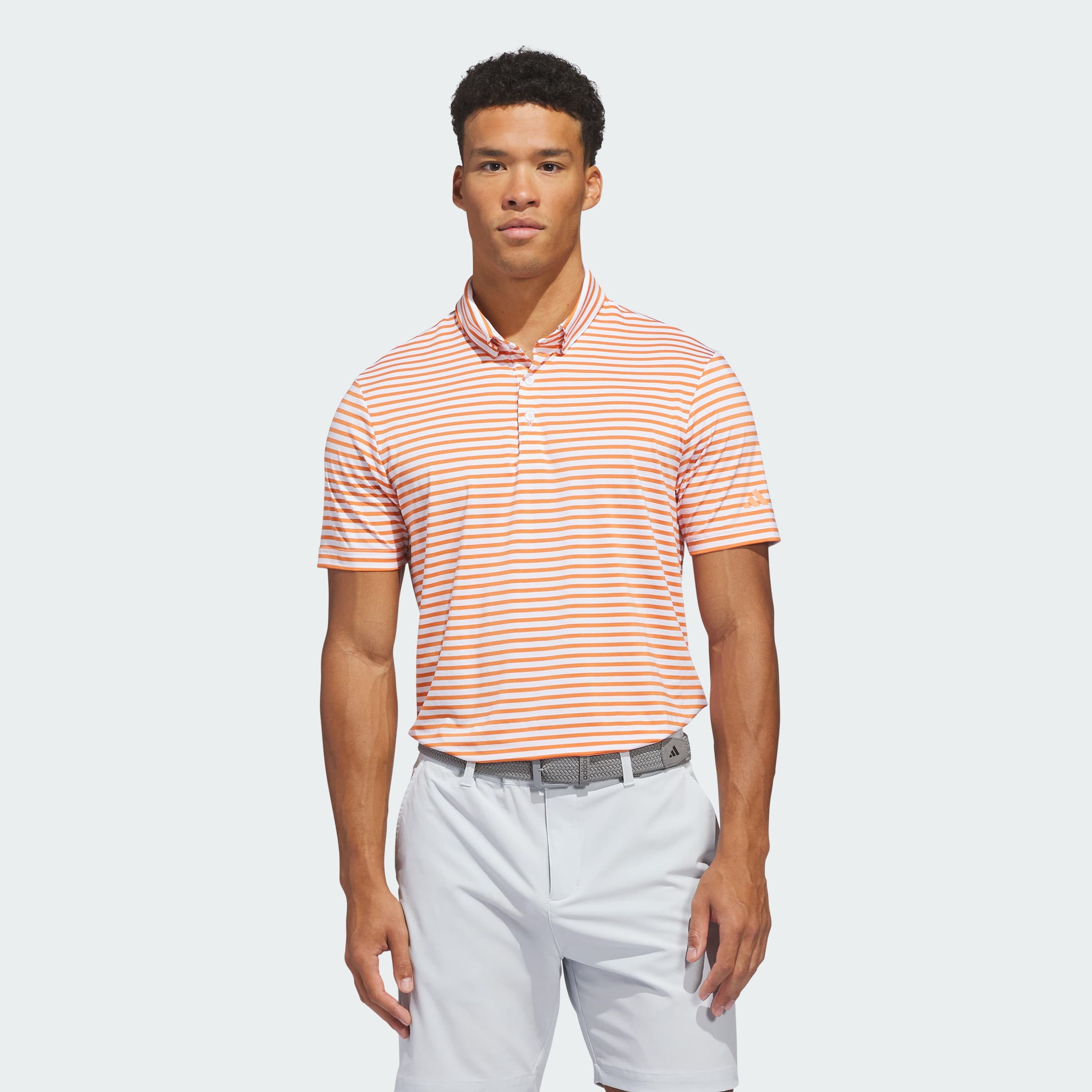 adidas Men's Ultimate365 Stripe Polo Shirt - White/Dusky Orange - Size XL - Image 1
