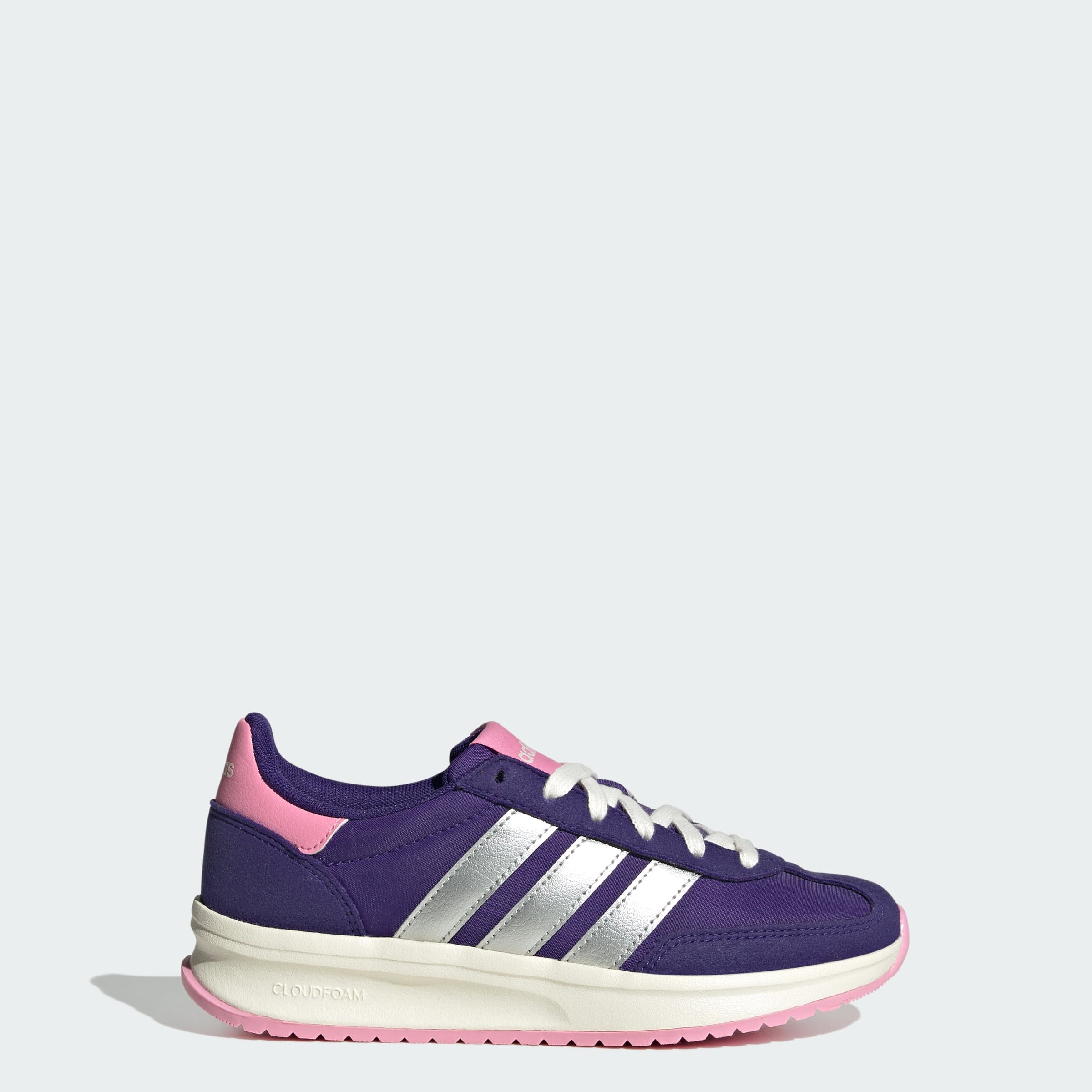 adidas Kids' Run 70s 2.0 Shoes - Collegiate Purple/Silver Metallic/St - Size 3.5 - Image 1