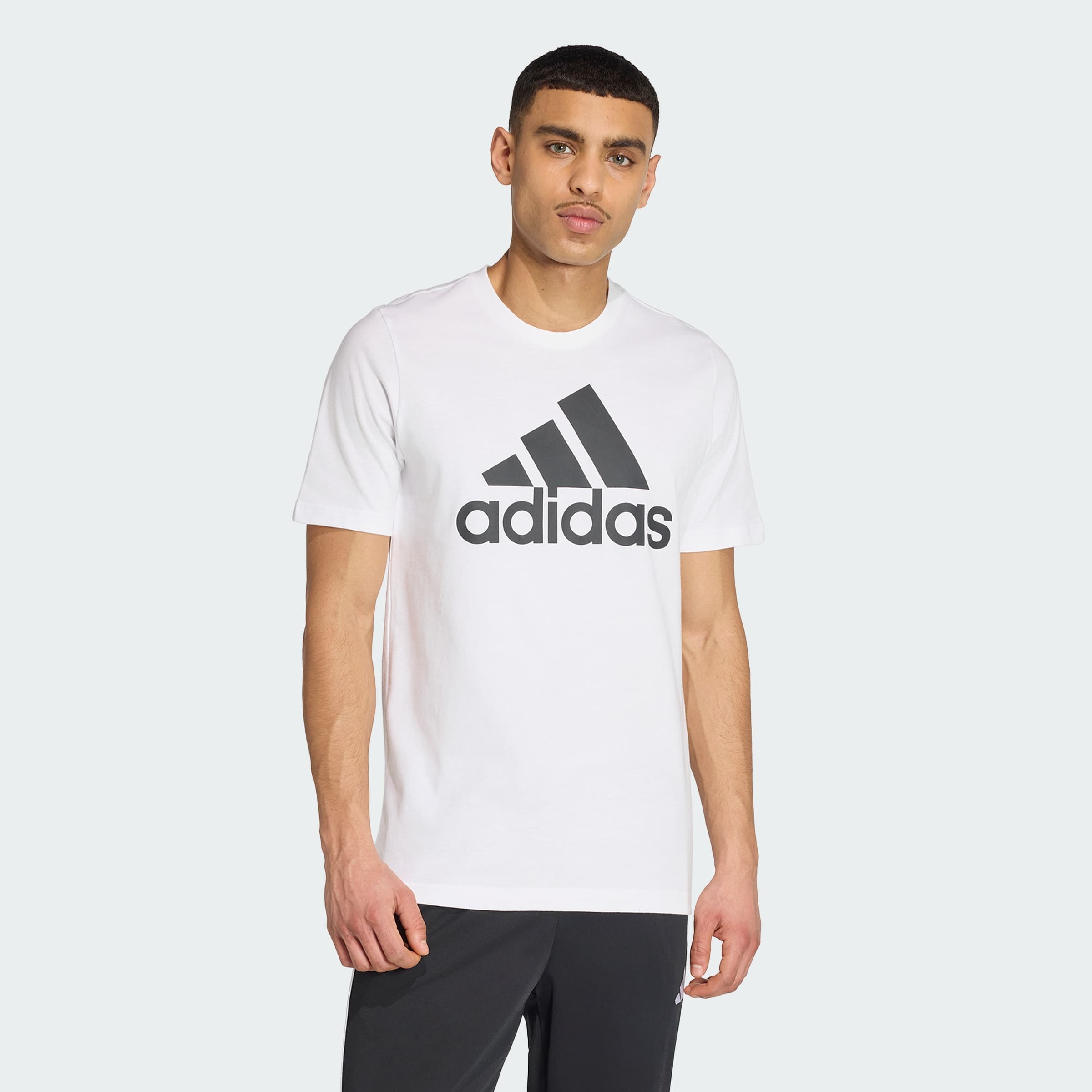 adidas Men's Essentials Big Logo Tee - White/Black/GK9121 - Size L - Image 1