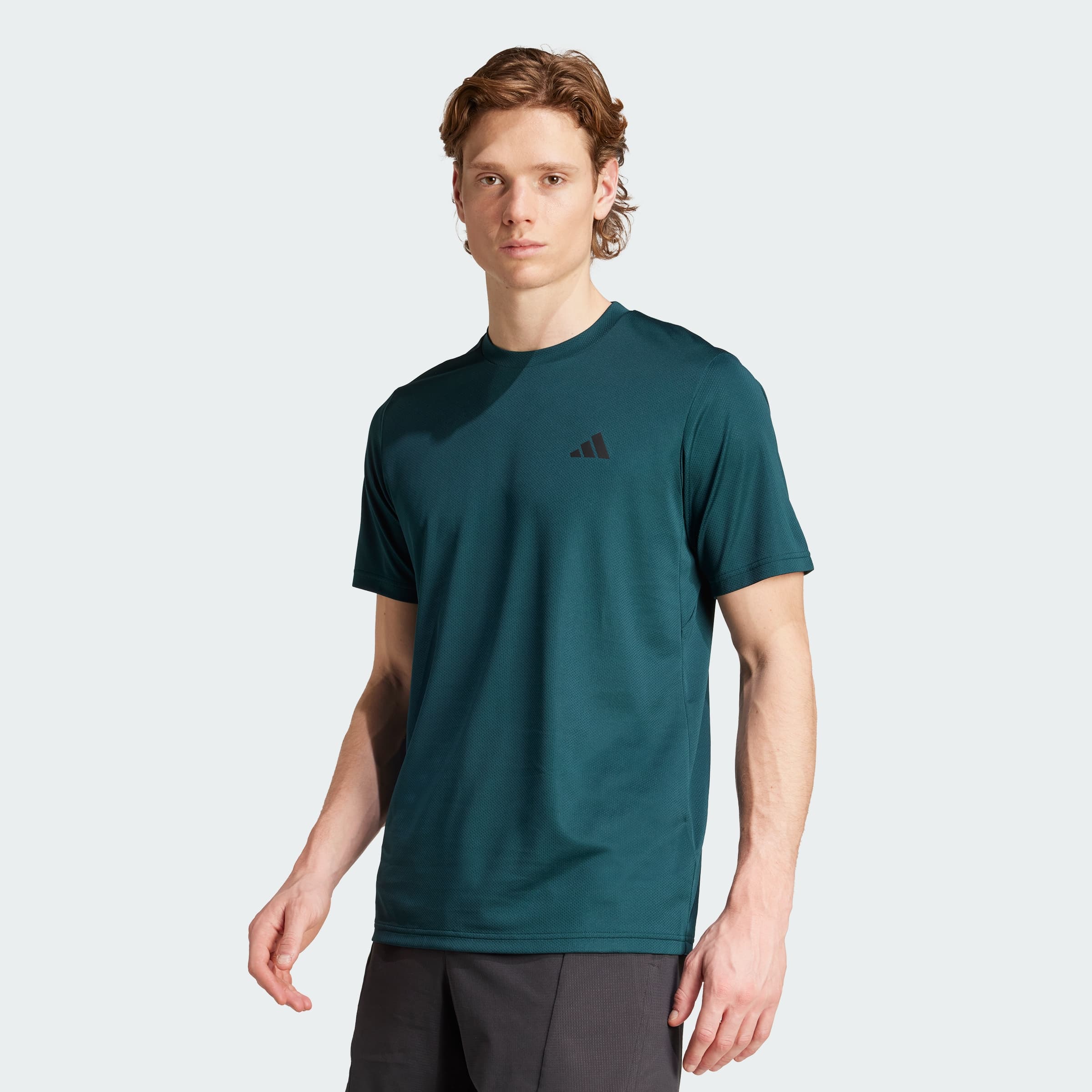 adidas Men's Train Essentials Training Tee - Aurora Ivy/Black - Size M - Image 1