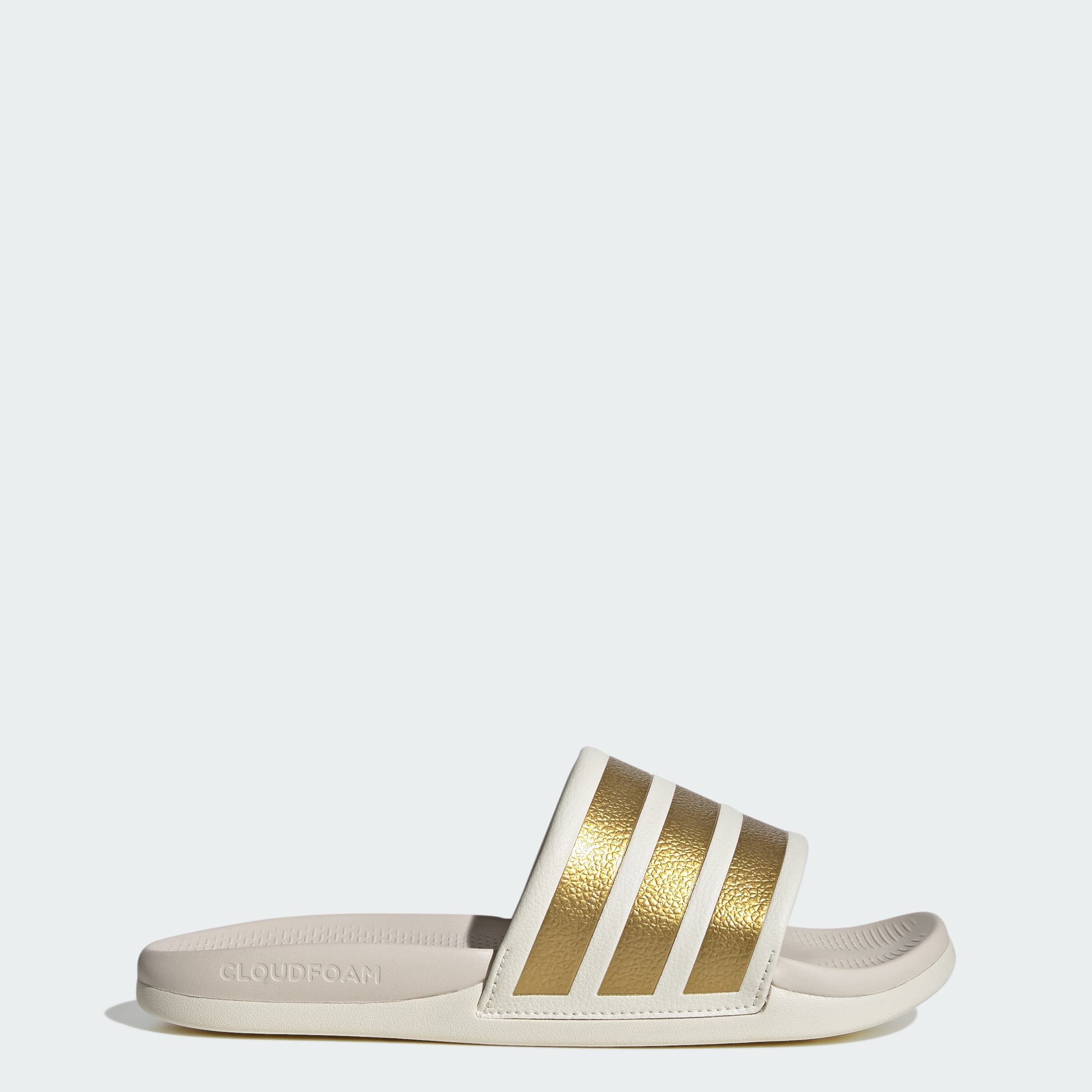 adidas Women's Adilette Comfort Slides - Off White/Gold Metallic - Size 8 - Image 1