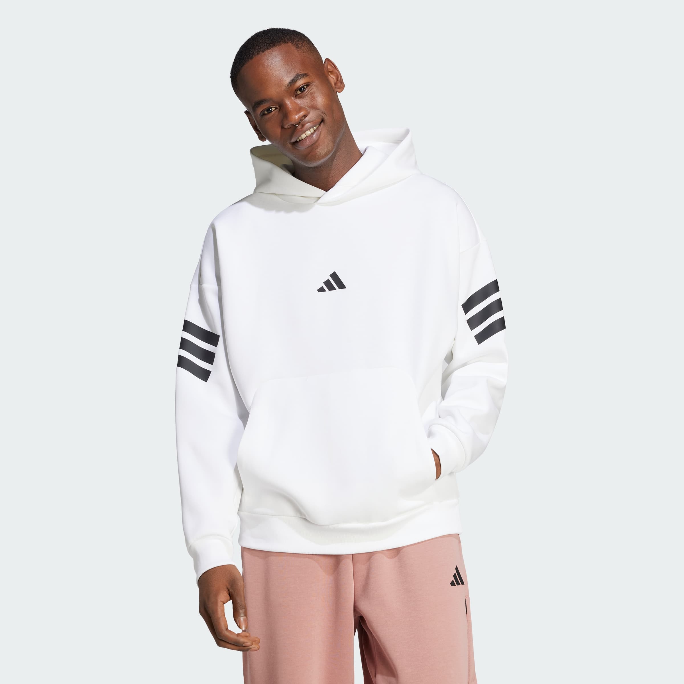 adidas Men's Future Icons 3-Stripes Hoodie - White - Size S - Image 1
