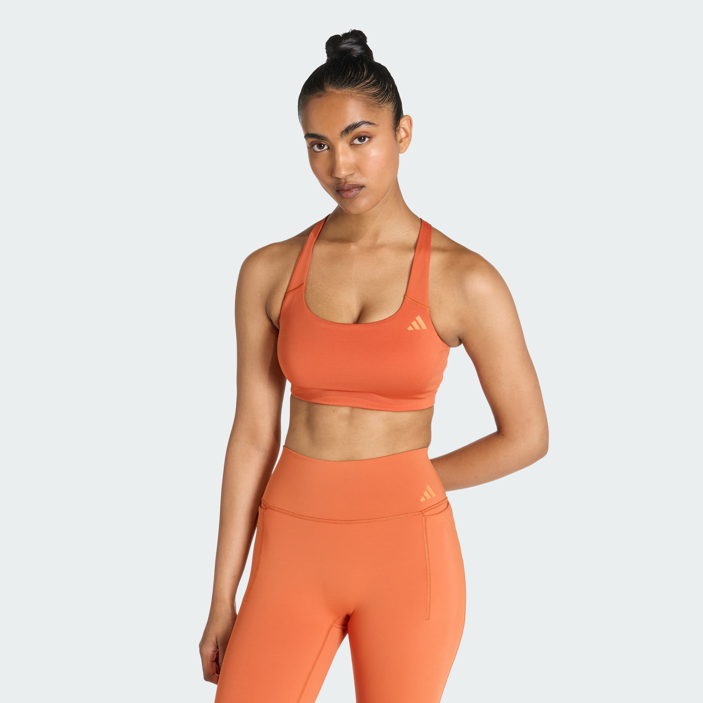 adidas Women's Optime Workout Medium Support Bra - Fox Orange - Size XL - Image 1