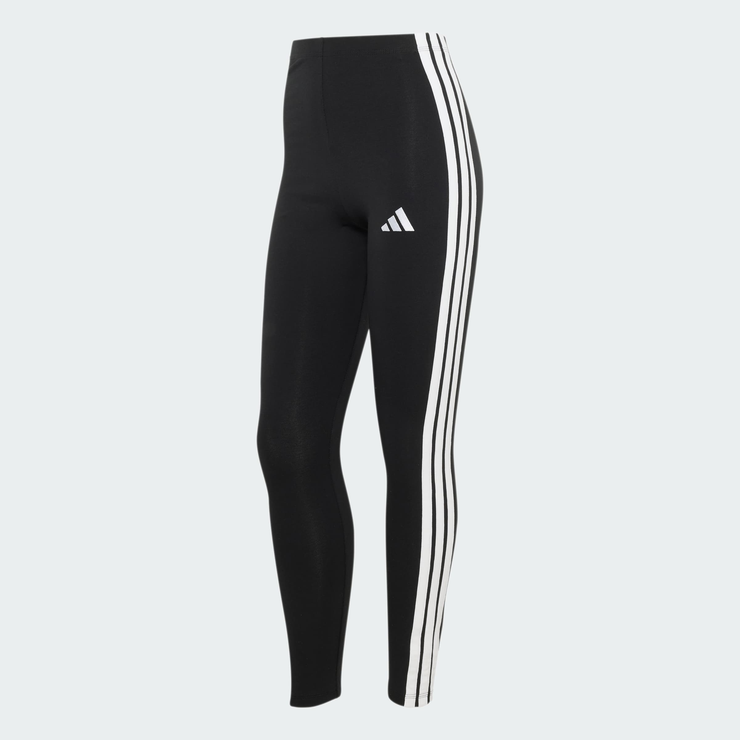 adidas Women's Essentials 3-Stripes Cotton Leggings - Black/White - Size M - Image 1