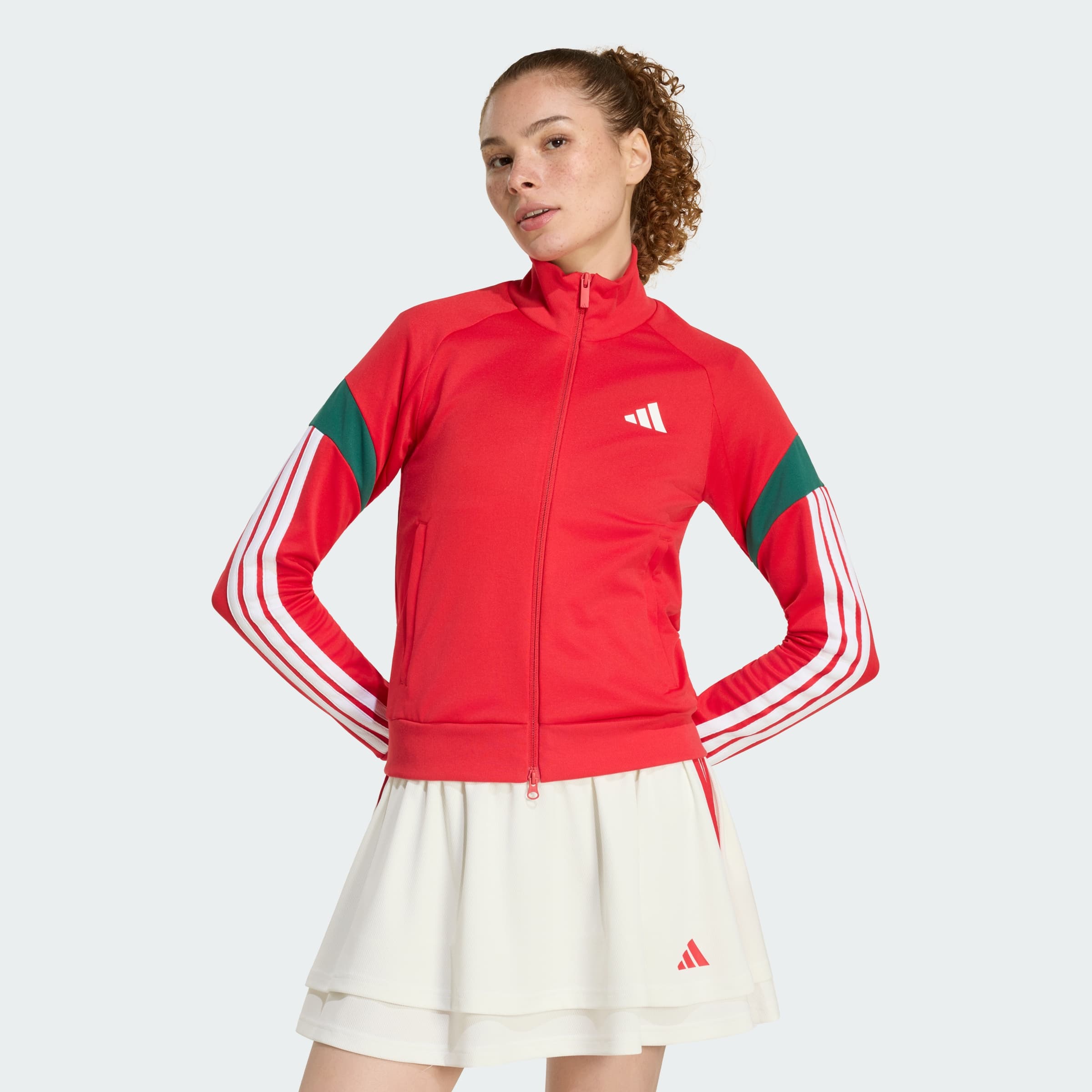 adidas Women's House Of Pack Top - Better Scarlet/Team Dark Green/White - Size S - Image 1