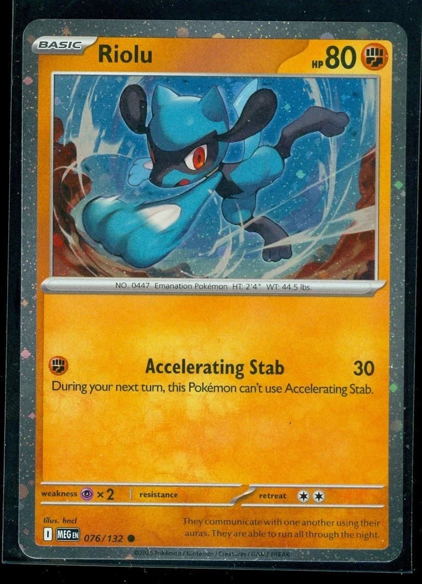 Pokemon Riolu 076/132 - Mega Evolution - Promo - Holo - Near Mint - Pokemon TCG - Image 1