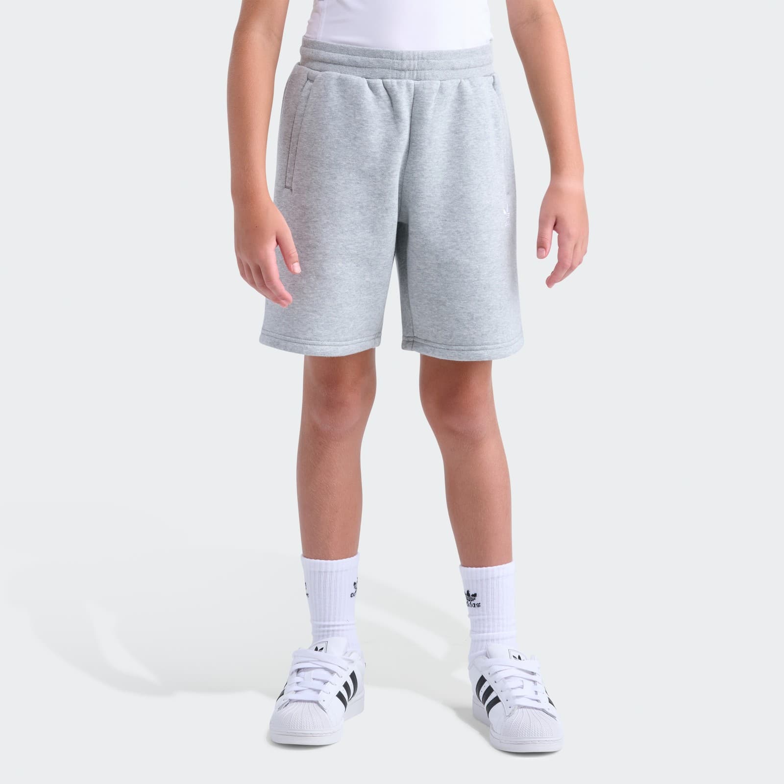 adidas Kids' ESS OG HTR FLC SHORT - Medium Grey Heather - Size S - Image 1