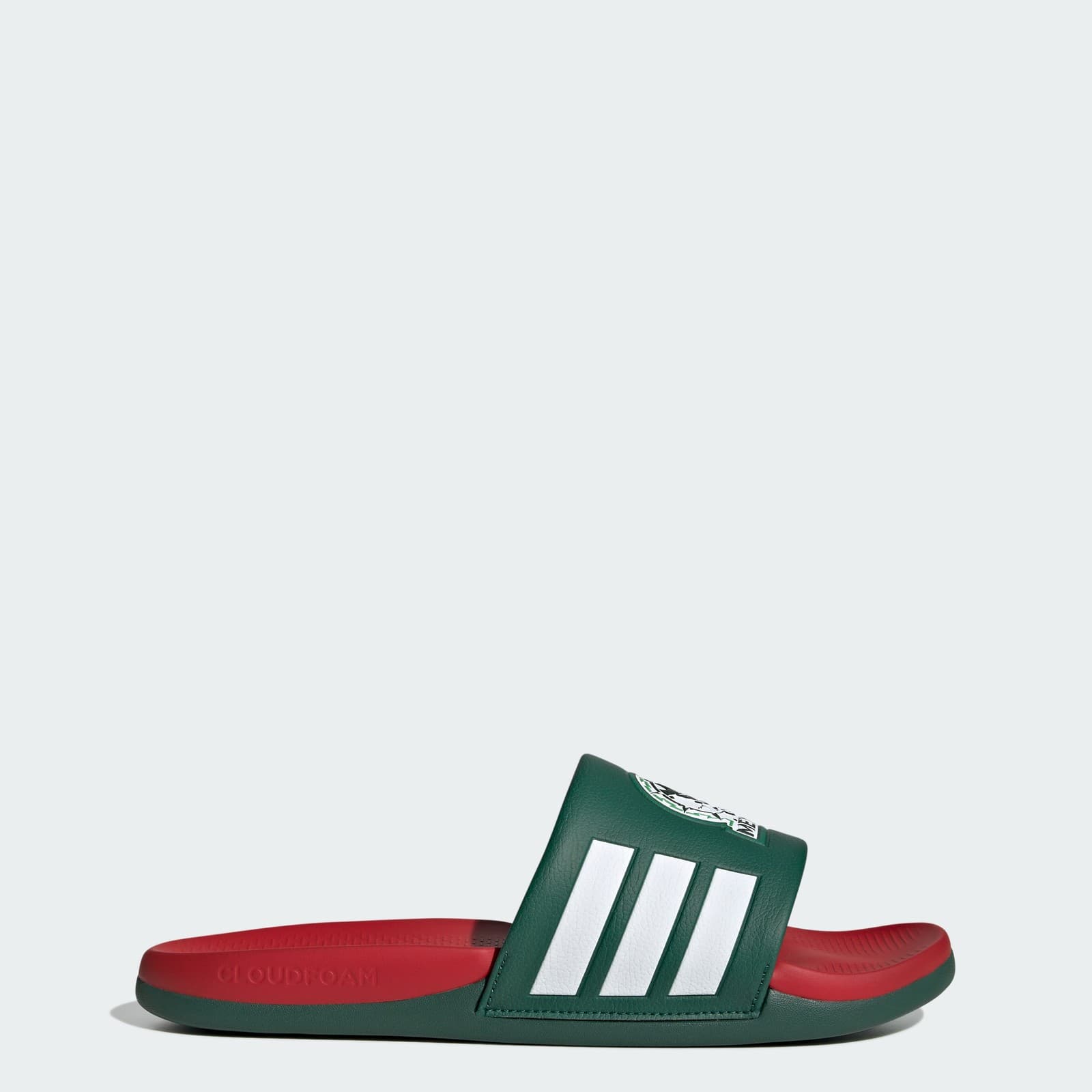 adidas Men's Adilette Comfort Slides - Team Dark Green/Better Scarlet - Size 12 - Image 1