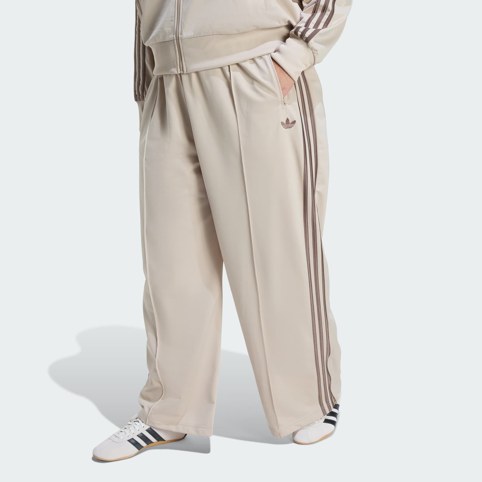 adidas Women's FIREBIRD LOOSE TRACK PANTS - Stone Khaki/Earth Strata - Size 2X - Image 1