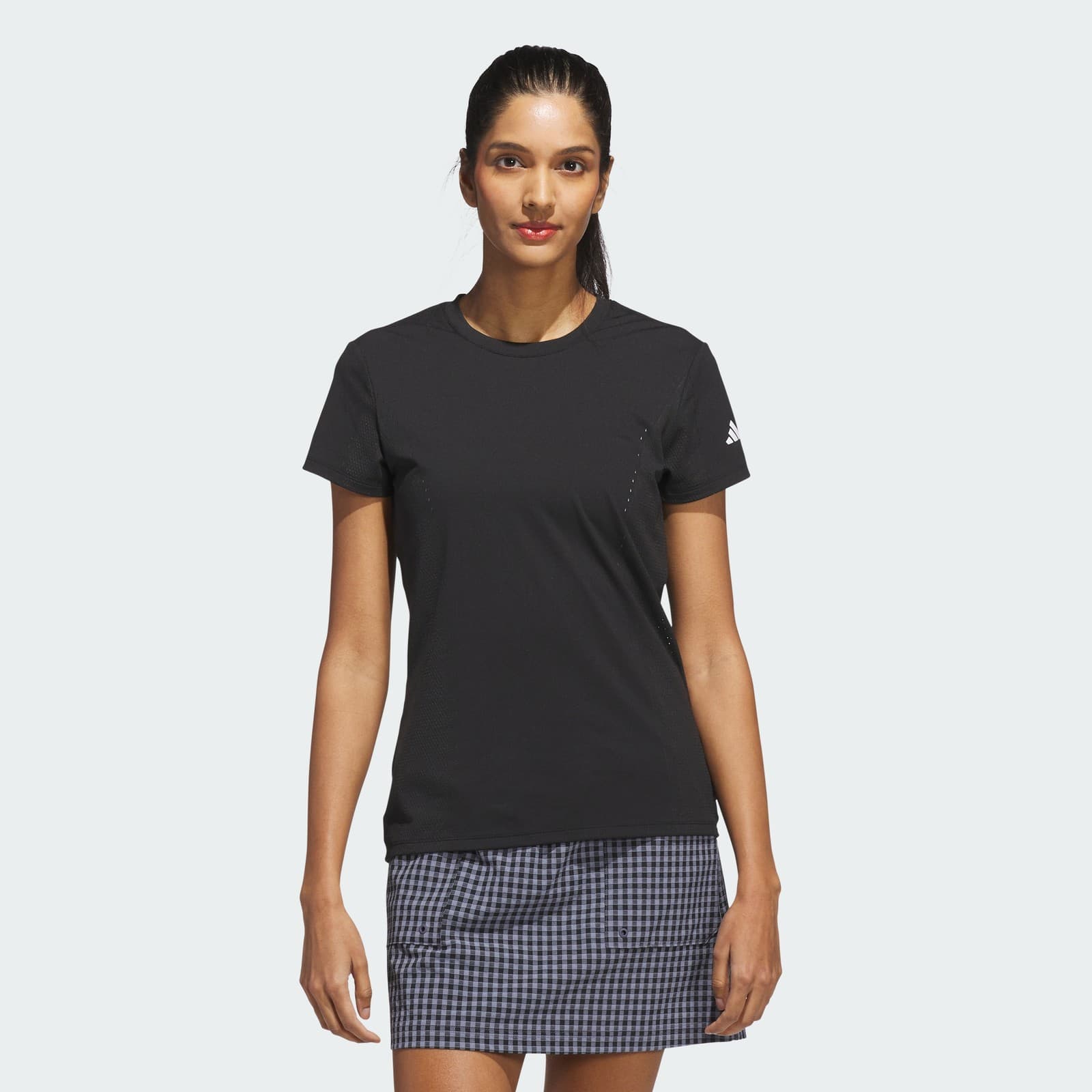 adidas Women's Ultimate365 Tour Engineered Short Sleeve Top - Black - Size M - Image 1