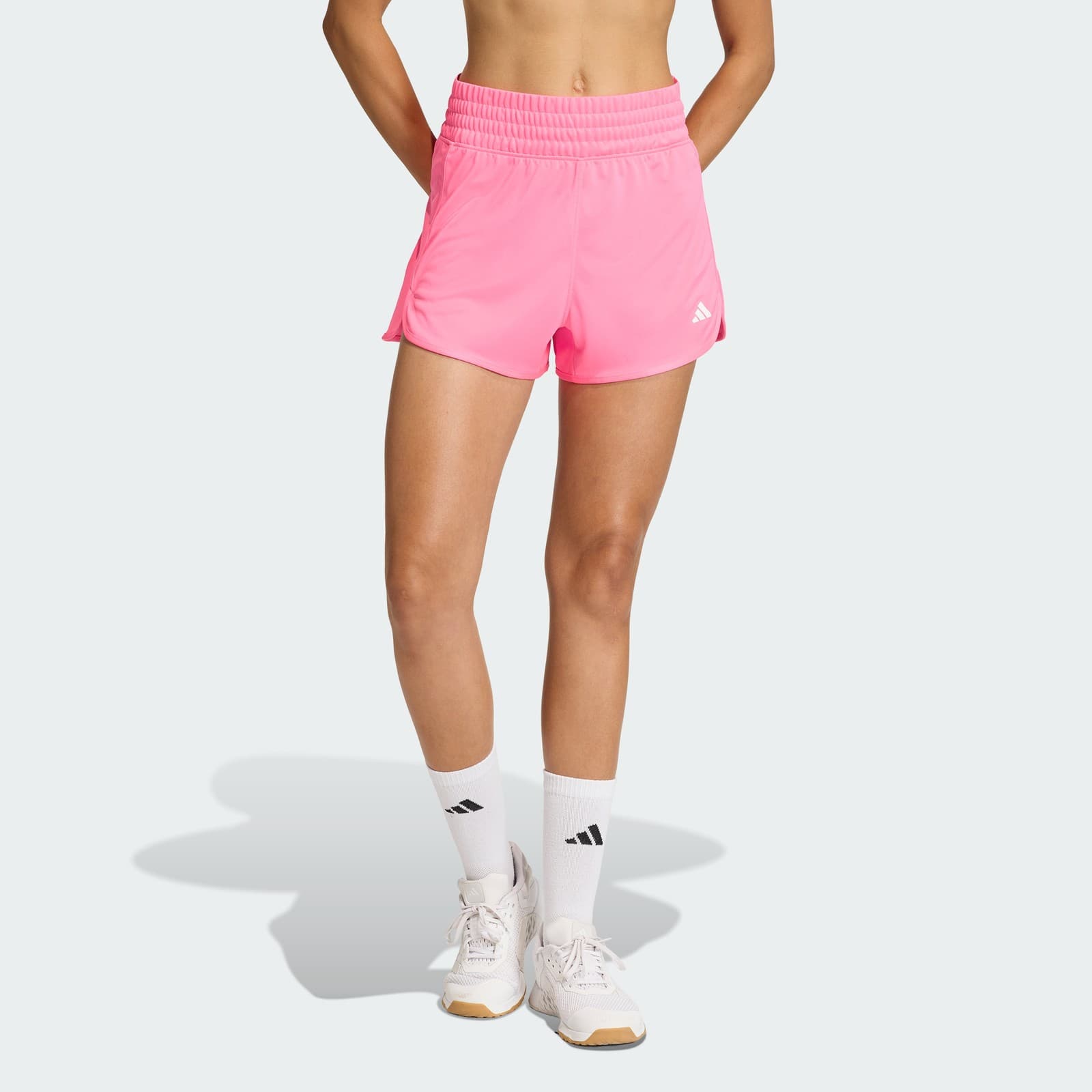 adidas Women's Pacer Essentials Knit Shorts - Lucid Pink/White - Size S - Image 1