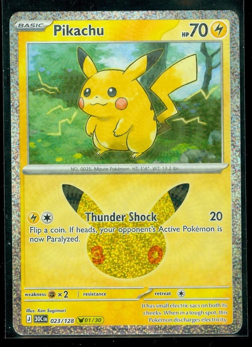 Pokemon Pikachu 023/128 - 30th Celebration - Holo - Near Mint - Pokemon TCG - Image 1